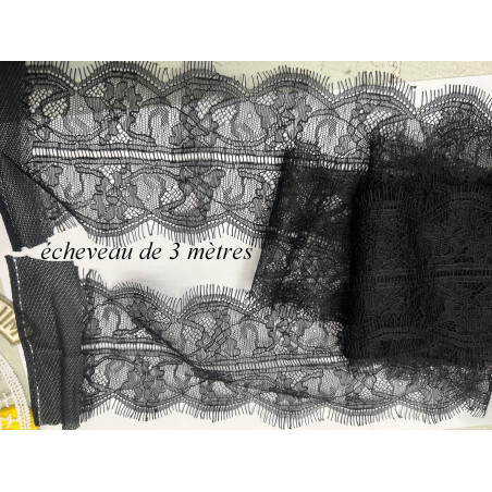 3 mètres de Dentelle Chantilly Fine Noire 10 cm - Dentelle Française Couture Luxe