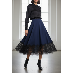 3 mètres de Dentelle Chantilly Fine Noire 10 cm - Dentelle Française Couture Luxe - lot de 3 mètres