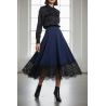 3 mètres de Dentelle Chantilly Fine Noire 10 cm - Dentelle Française Couture Luxe - lot de 3 mètres