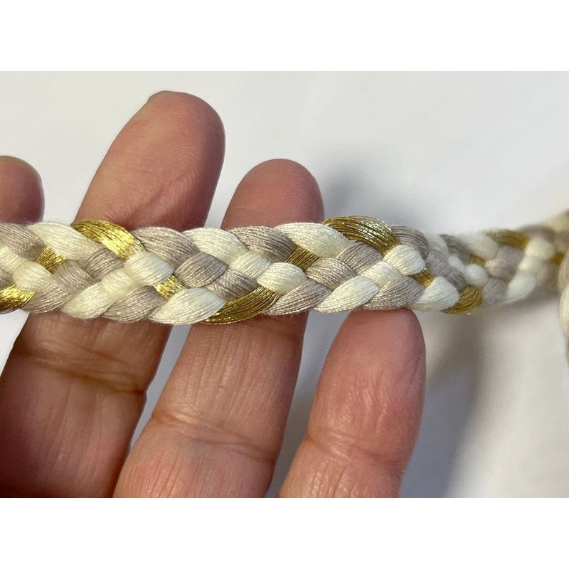 Galon Tressé Ivoire et Or - Passementerie de Luxe