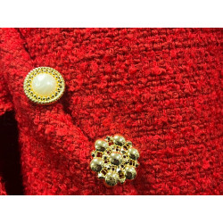Tissu Style "Chanel" Tweed Rouge Au Mètre Tweed Bouclette Rouge Couture – Inspiration Chanel