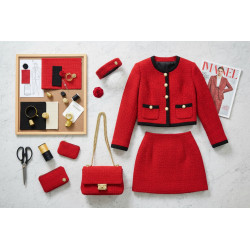 Tissu Style "Chanel" Tweed Rouge Au Mètre Tweed Bouclette Rouge Couture – Inspiration Chanel