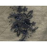 Dentelle Perlée Bleu Marine Orné de Fleurs En Grande Largeur Pour Robes De Cérémonie, Bustier Et Lingerie De Luxe.
