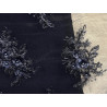 Dentelle Perlée Bleu Marine Orné de Fleurs En Grande Largeur Pour Robes De Cérémonie, Bustier Et Lingerie De Luxe.