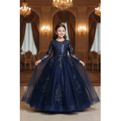Dentelle Perlée Bleu Marine Orné de Fleurs En Grande Largeur Pour Robes De Cérémonie, Bustier Et Lingerie De Luxe.