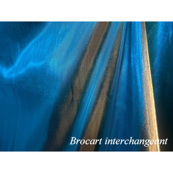 Tissu Brocart Interchangeant Bleu Turquoise et Or - Largeur 150 cm - Haute Couture