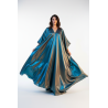 Tissu Brocart Interchangeant Bleu Turquoise et Or - Largeur 150 cm - Haute Couture