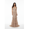Dentelle Guipure Festonnée 135cm Beige Nude - Qualité Couture Premium