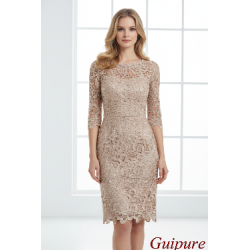 Dentelle Guipure Festonnée 135cm Beige Nude - Qualité Couture Premium