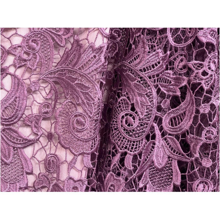 Dentelle Guipure Festonnée 135 cm violet pâle/parme). - Qualité Couture Premium