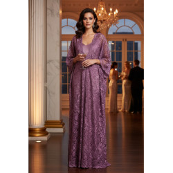 Dentelle Guipure Festonnée 135 cm violet pâle/parme). - Qualité Couture Premium