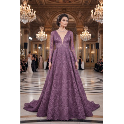 Dentelle Guipure Festonnée 135 cm violet pâle/parme). - Qualité Couture Premium