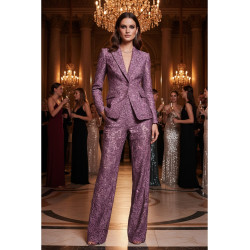 Dentelle Guipure Festonnée 135 cm violet pâle/parme). - Qualité Couture Premium