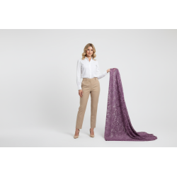 Dentelle Guipure Festonnée 135 cm violet pâle/parme). - Qualité Couture Premium