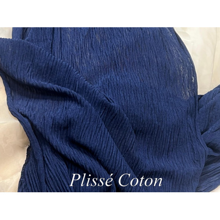 "Tissu Plissé Coton Marine– Léger & Fluide – Idéal Couture & Mode"