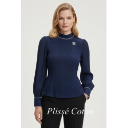"Tissu Plissé Coton Marine– Léger & Fluide – Idéal Couture & Mode"