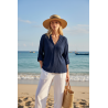 "Tissu Plissé Coton Marine– Léger & Fluide – Idéal Couture & Mode"