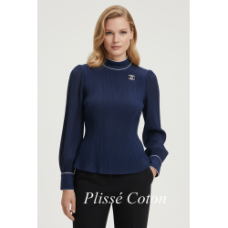 "Tissu Plissé Coton Marine– Léger & Fluide – Idéal Couture & Mode"