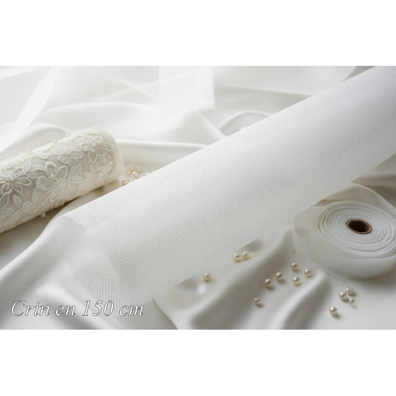 Crin Grande Largeur 150 cm Ivoire au Mètre - Robe de Mariée et Haute Couture