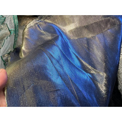 Tissu Brocart Interchangeant Bleu Indigo et Doré Or - Largeur 150 cm - Haute Couture