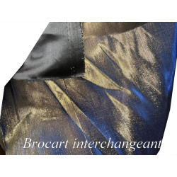 Tissu Brocart Interchangeant Bleu Indigo et Doré Or - Largeur 150 cm - Haute Couture