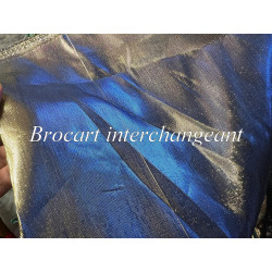 Tissu Brocart Interchangeant Bleu Indigo et Doré Or - Largeur 150 cm - Haute Couture