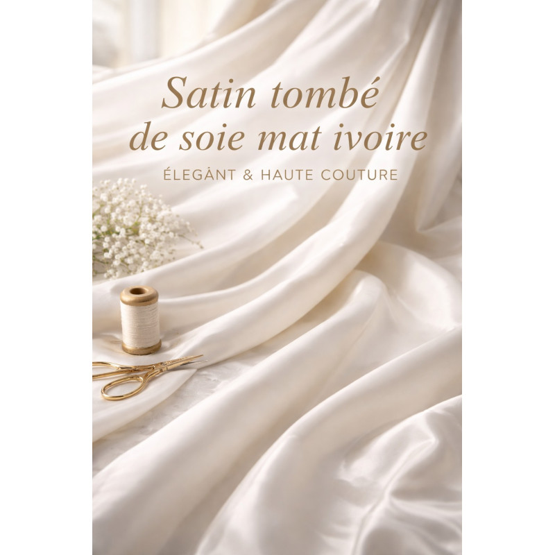 Satin tombé de soie mat ivoire – vendu au mètre