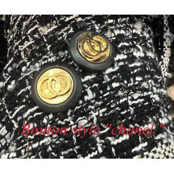 Bouton Style Chanel noir en 25 mm A Coudre : Élégants Boutons Dorés