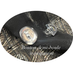 Bouton En Demi-Boule transparent Couture en Diamètre 20 mm