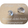 Bouton En Demi-Boule transparent Couture en Diamètre 20 mm