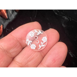 Bouton transparent Couture en Diamètre 20mm, motif incrusté fleurs