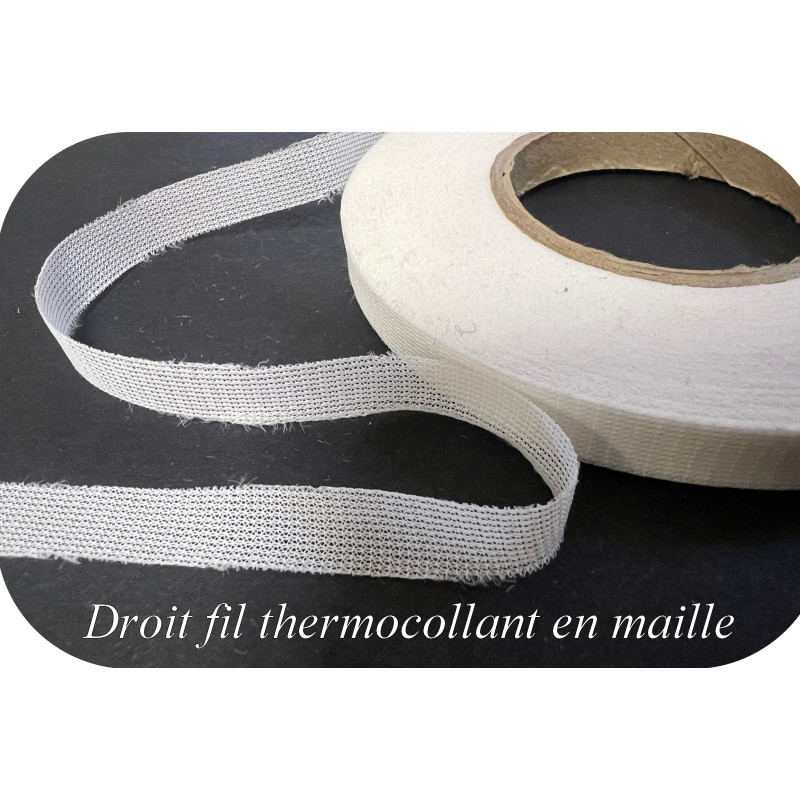 Thermocollant droit Fil en maille Ruban tissu Au Mètre en 11 mm blanc pour coller les tissus et textiles