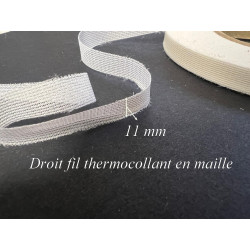Thermocollant droit Fil en maille Ruban tissu Au Mètre en 11 mm blanc pour coller les tissus et textiles