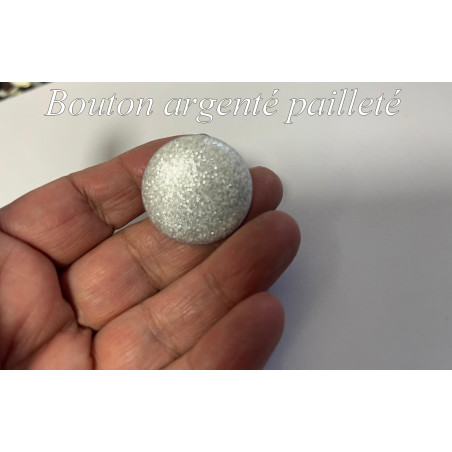 Bouton couture 30 mm argenté pailleté