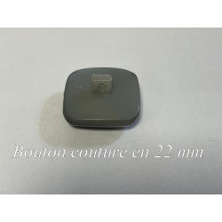 Bouton carré 22 mm élégant gris et noir brillant couture mercerie