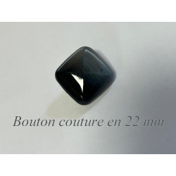 Bouton carré 22 mm élégant gris et noir brillant couture mercerie