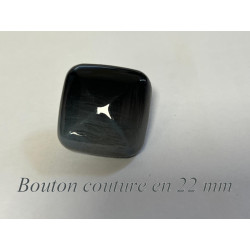 Bouton carré 22 mm élégant gris et noir brillant couture mercerie