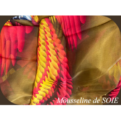 Tissu Mousseline De Soie Imprimé En Motif  Au Mètre Couture