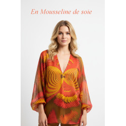 Tissu Mousseline De Soie Imprimé En Motif  Au Mètre Couture