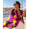 Tissu crêpe de soie imprimé multicolore haute couture – largeur 1,25 m