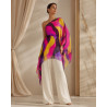 Tissu crêpe de soie imprimé multicolore haute couture – largeur 1,25 m