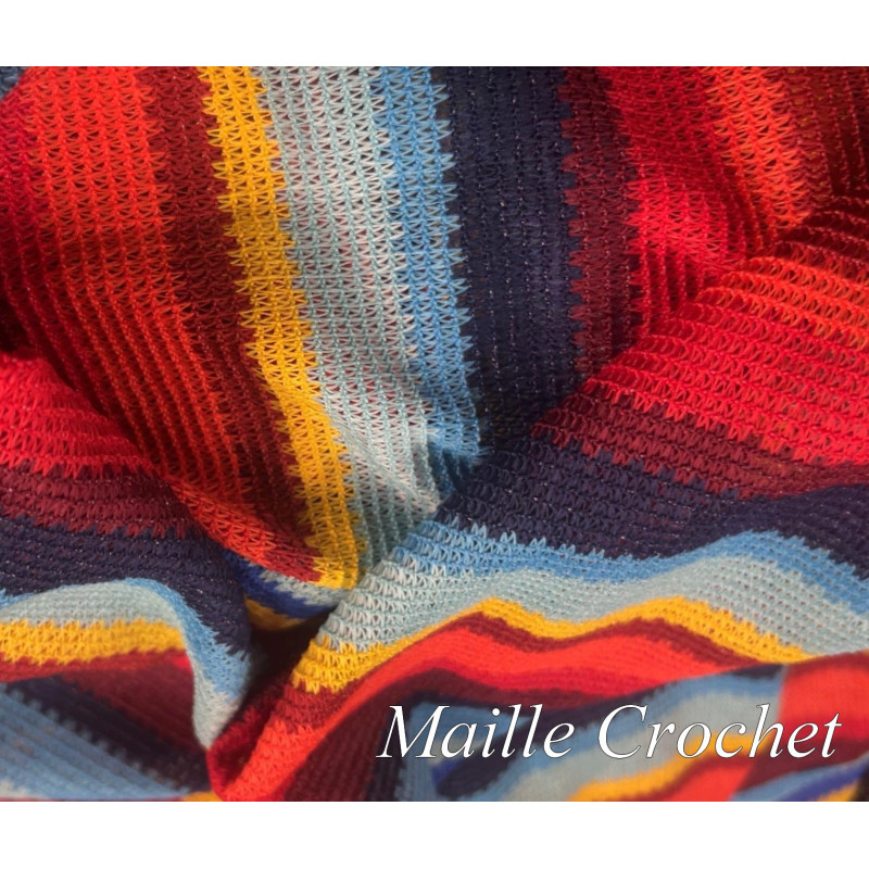 Maille Crochet Multicolore – Tissu Maille Ajourée Couture au Mètre