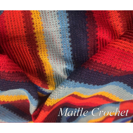 Maille Crochet Multicolore – Tissu Maille Ajourée Couture au Mètre
