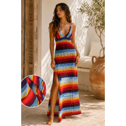 Maille Crochet Multicolore – Tissu Maille Ajourée Couture au Mètre