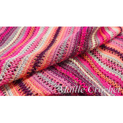 Maille Crochet Multicolore Rose – Tissu Ajouré Couture au Mètre