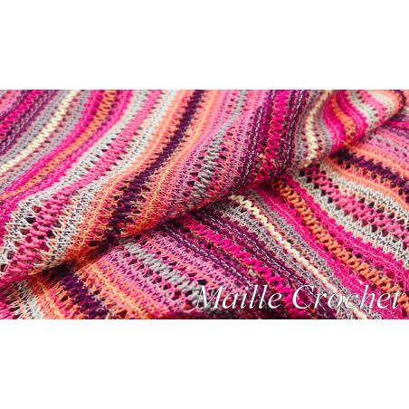 Maille Crochet Multicolore Rose – Tissu Ajouré Couture au Mètre