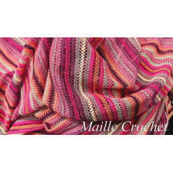 Maille Crochet Multicolore Rose – Tissu Ajouré Couture au Mètre