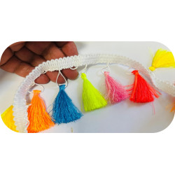 Galon à Pompons Multicolores Fluo 4 cm au Mètre