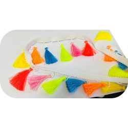 Galon à Pompons Multicolores Fluo 4 cm au Mètre