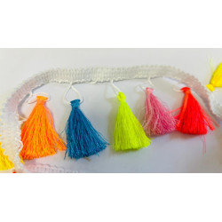 Galon à Pompons Multicolores Fluo 4 cm au Mètre